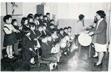 Students having music class